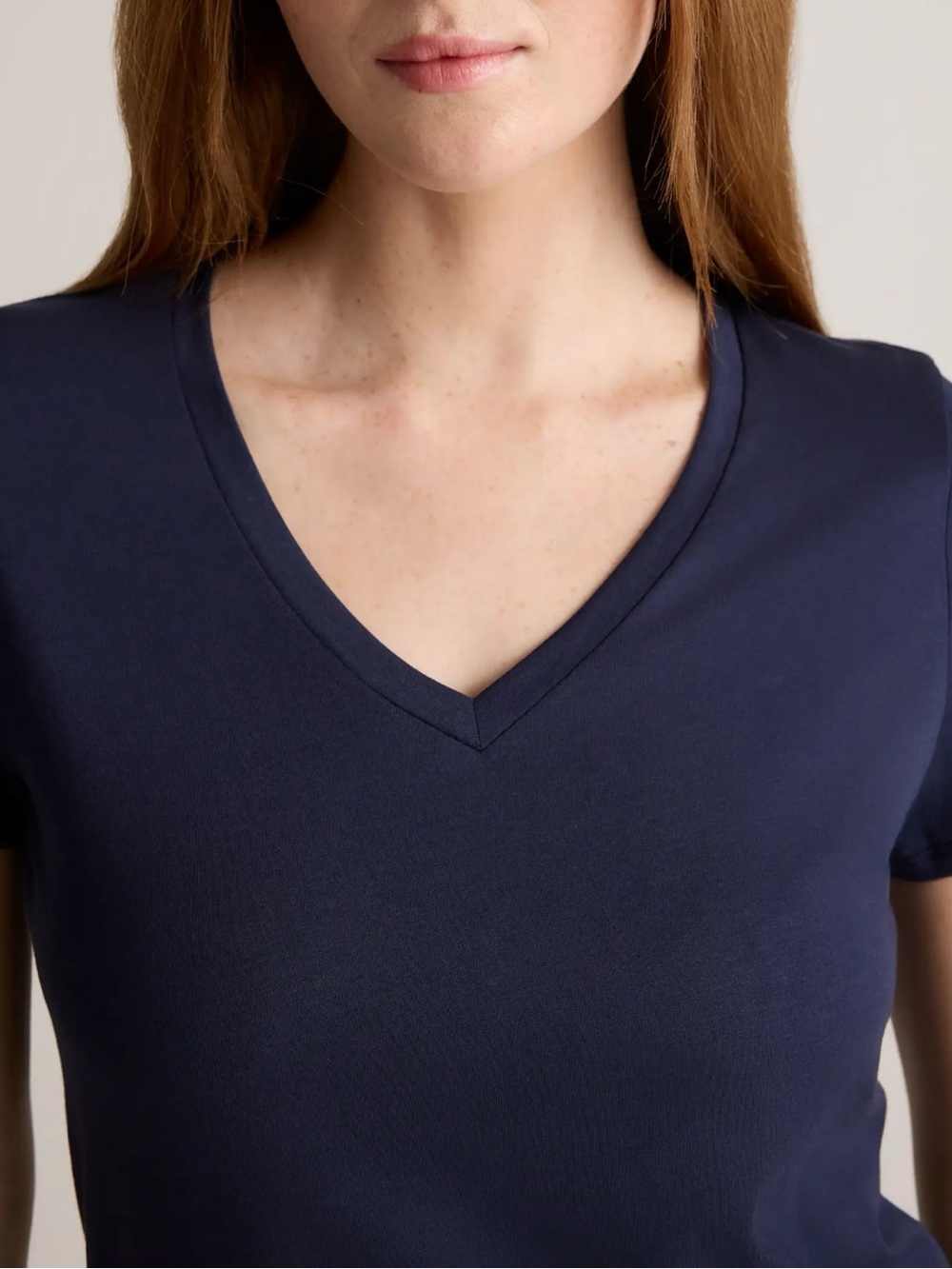 NWT Quince Cotton Modal V-Neck Tee Navy Size S
